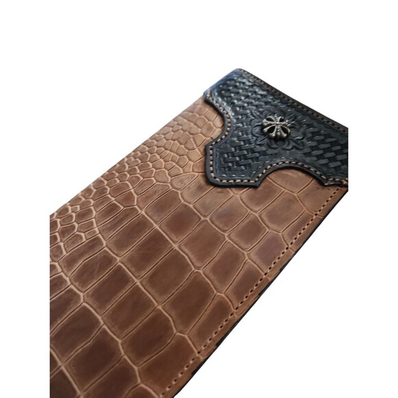 Ranger Belt Co Rodeo Wallet Western Tooled Leather Concho Exotic Print Tan - Picture 7 of 8